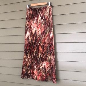 Vivienne Tam vintage crushed velvet printed maxi skirt